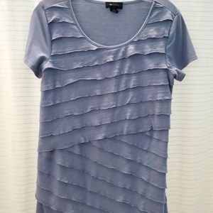 AB Studio: small blue short sleeve, scoop neck,  layered look top